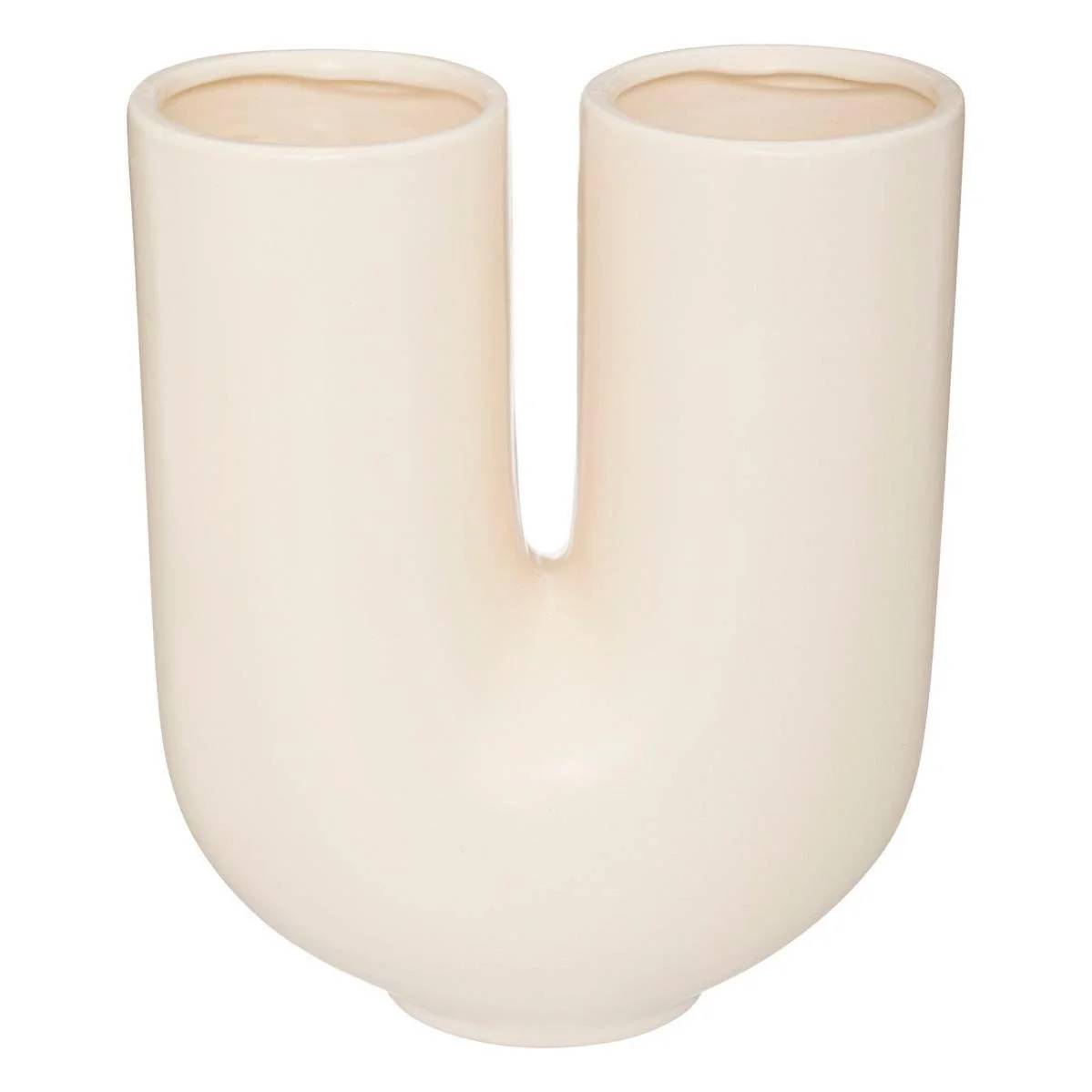Vase U céramique blanc chaud H 25 cm - ATMOSPHERA - Image 2