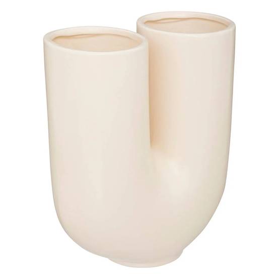 Vase U céramique blanc chaud H 25 cm - ATMOSPHERA - Image 1