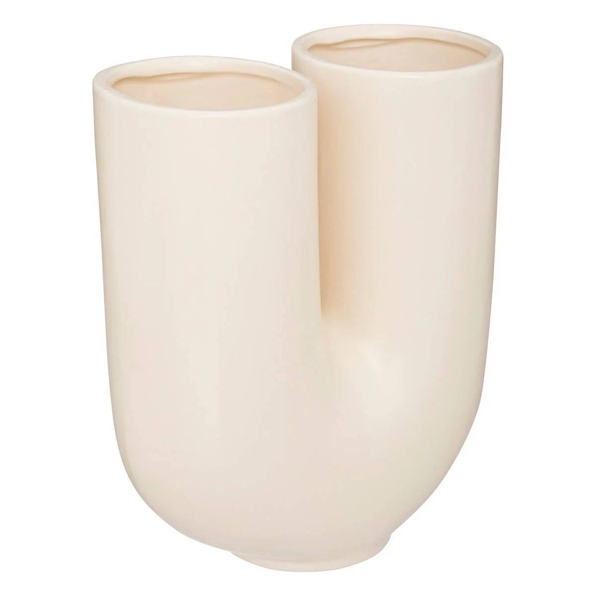 Vase U céramique blanc chaud H 25 cm - ATMOSPHERA - Image 1