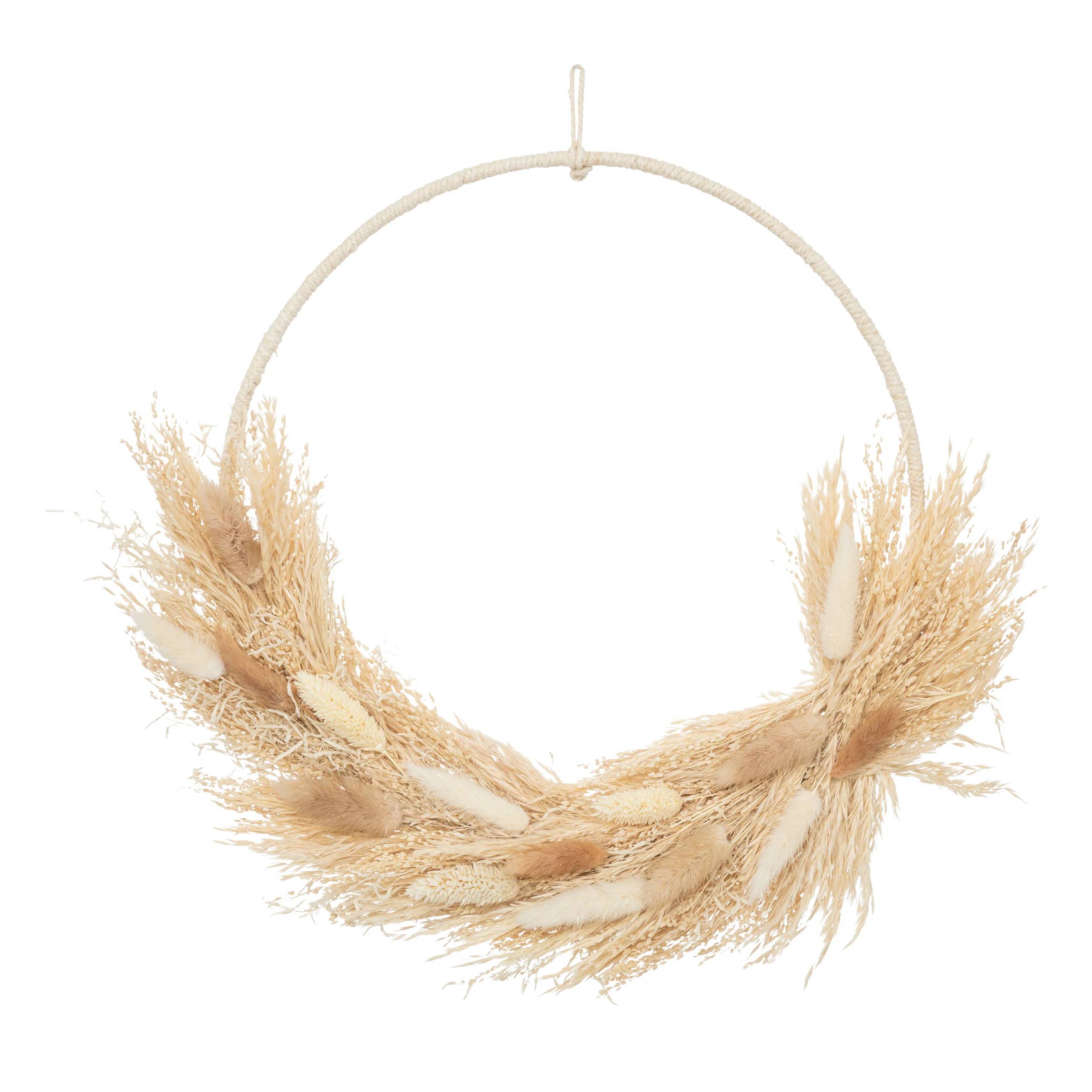 Couronne de fleurs séchées fer naturel Ø 36 cm P 5 cm - ATMOSPHERA - Image 1