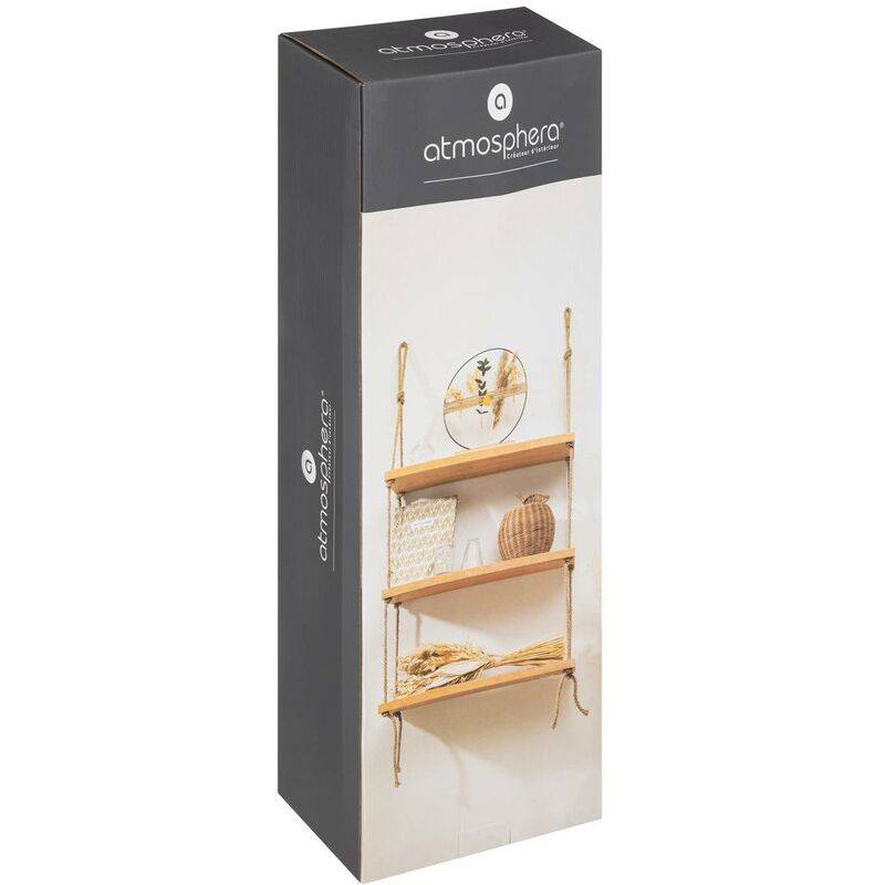 Étagère murale bois corde 60 x 105 cm - Image 1