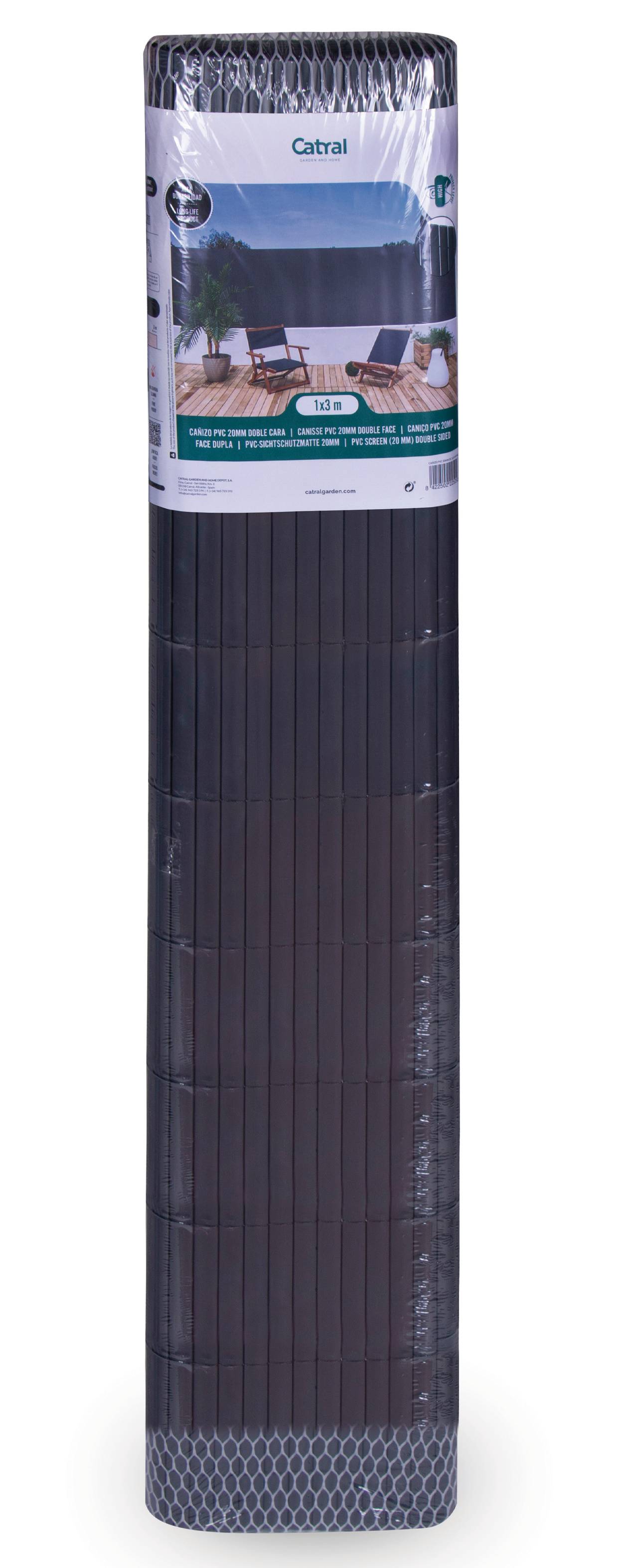 Canisse PVC double face anthracite L.3 m H.1 m ép.20 mm - Nortene - Image 5