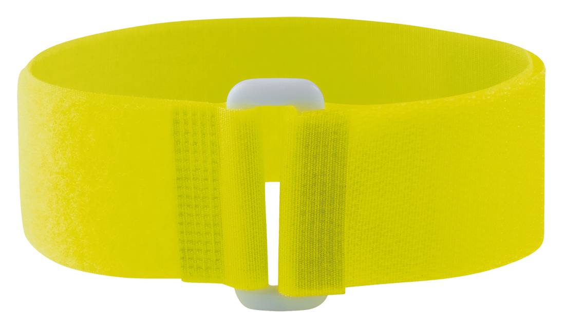 5 Bracelets auto-agrippants fluo avec passant jaune