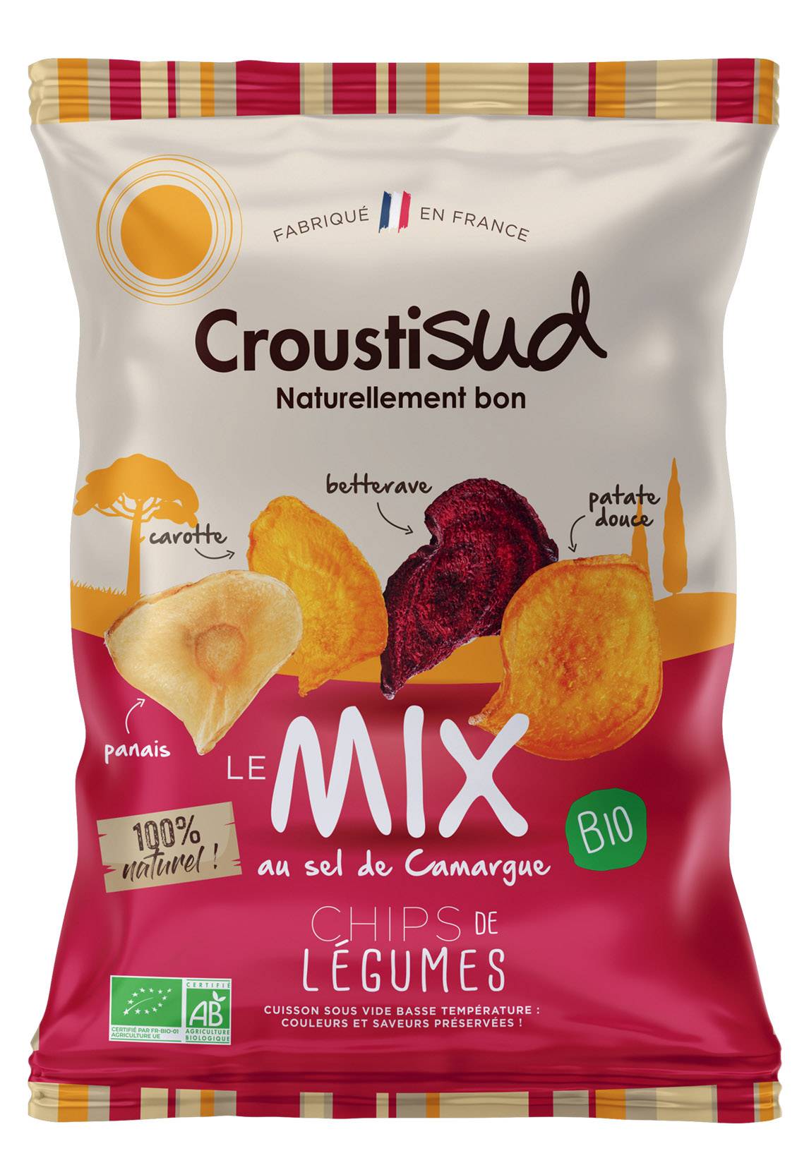 Croustisud - Mix de chips de légumes bio au sel de Camargue
