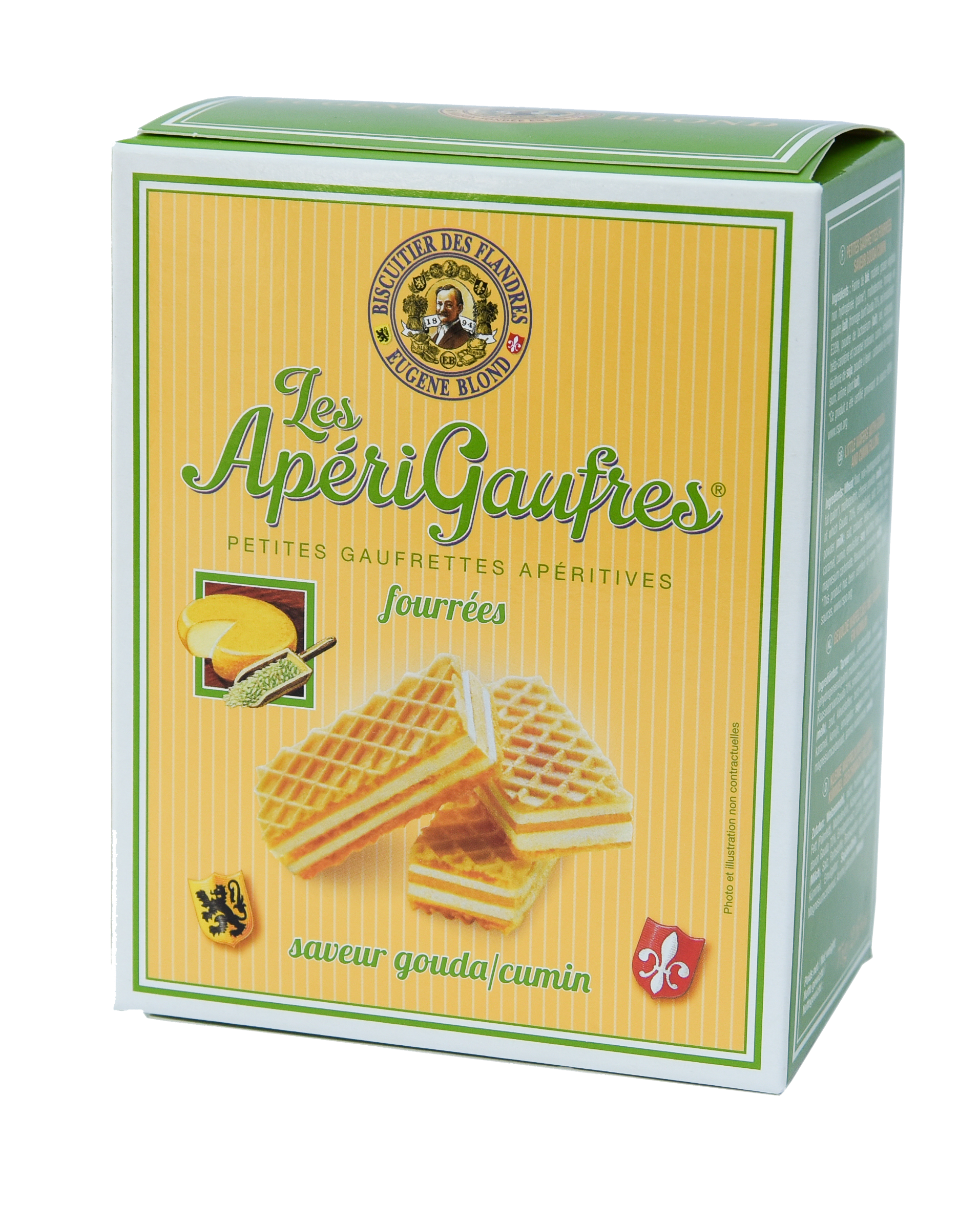 Eugène Blond - Apérigaufres fourrées gouda & cumin – 75 g - Eugène Blond