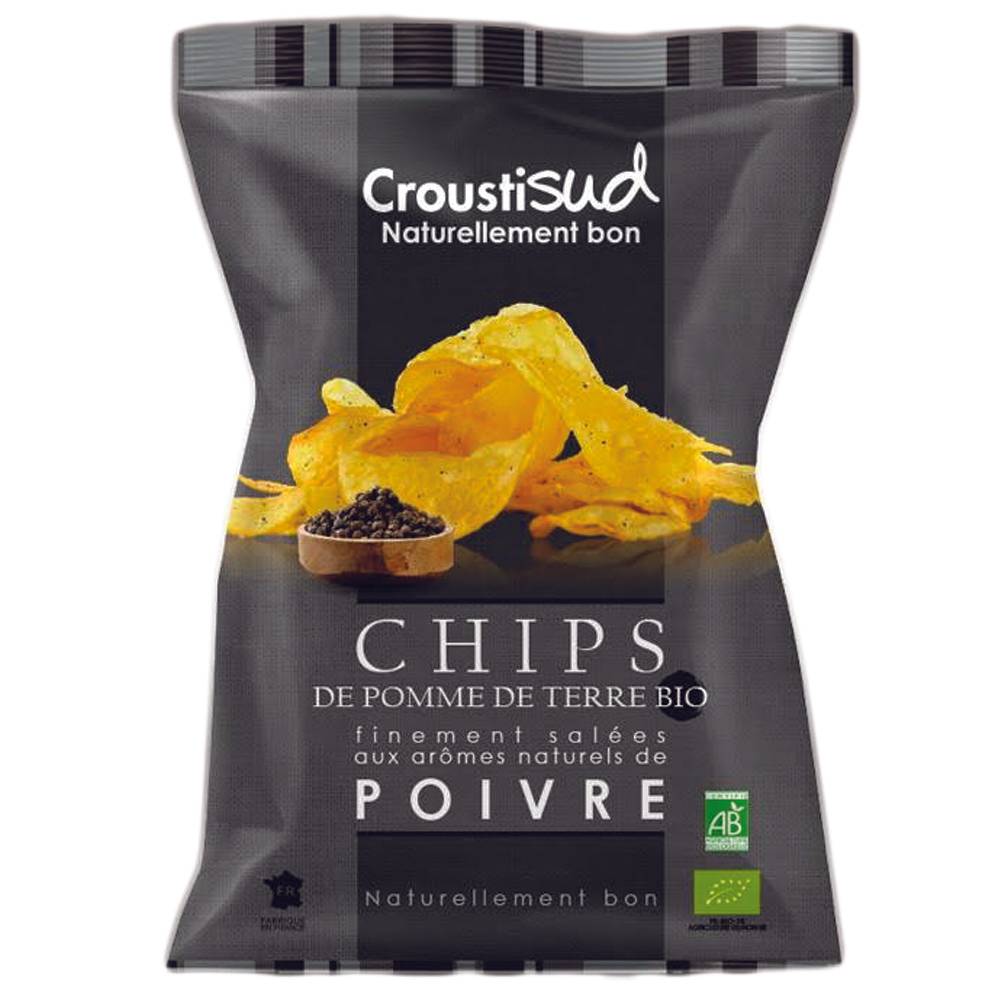 Croustisud - Chips bio de pommes de terre  au poivre 100 g - Croustisud