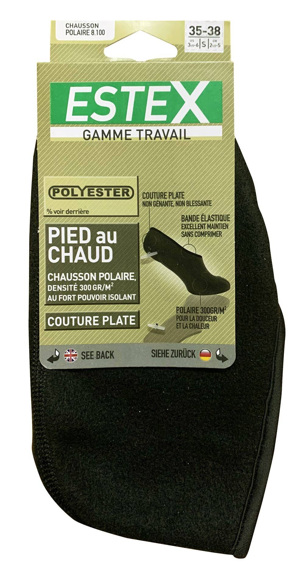 Chaussons noirs Polaire T39/42 - Estex - Gamm vert