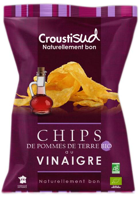 Croustisud - Chips bio de pommes de terre  au vinaigre 100 g - Croustisud