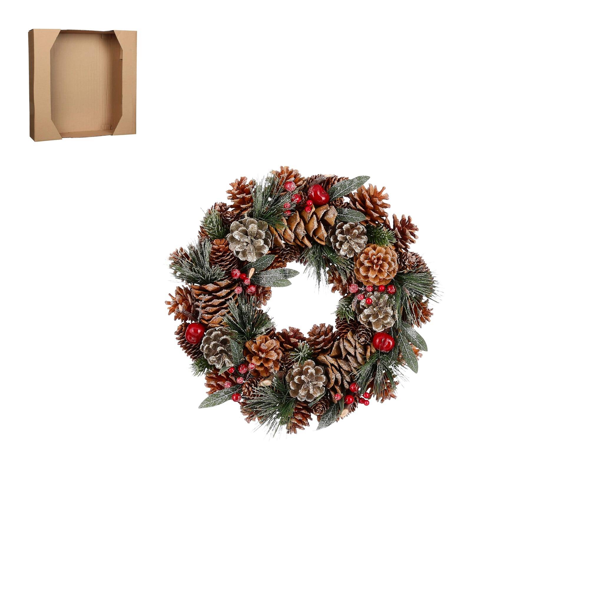 Couronne vert -pomme de pin-Vert- h9xd34cm