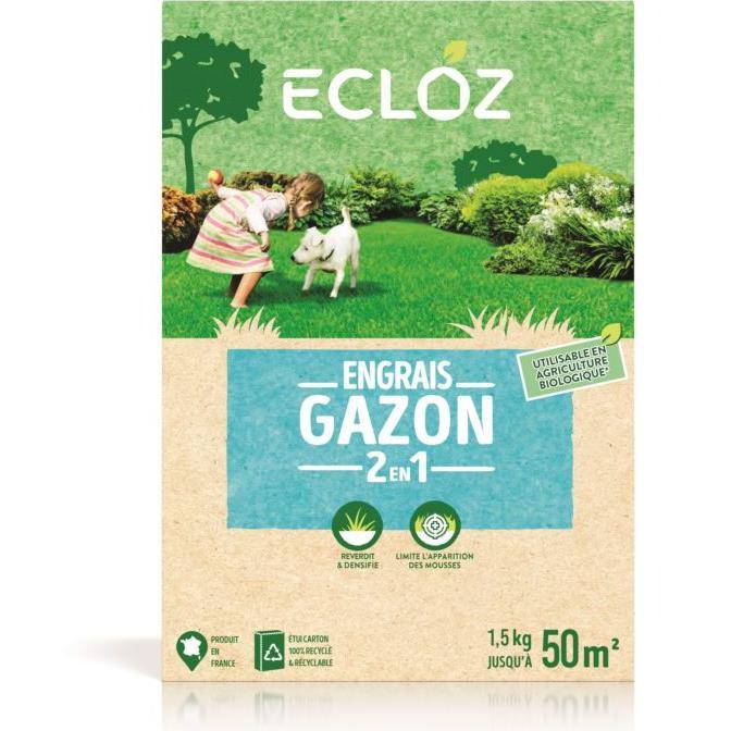 Ecloz - Engrais gazon 2 en 1 qui limite apparition mousse Ecloz 50m² - Image 3