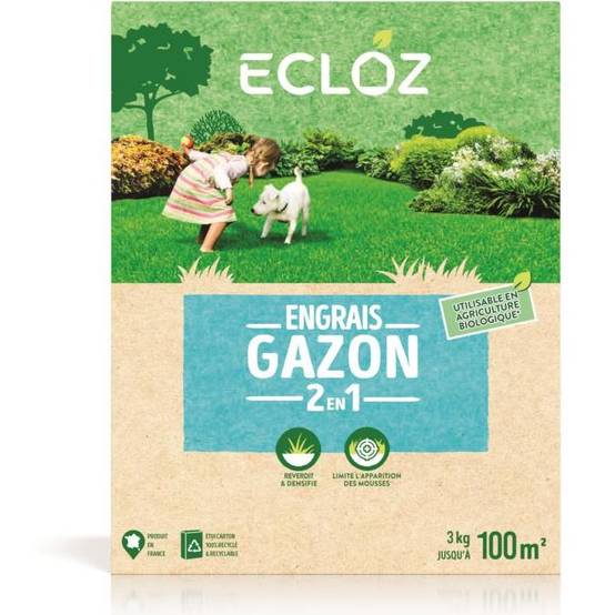 Ecloz - Engrais gazon 2 en 1 qui limite apparition mousse Ecloz 100 m² - Image 2