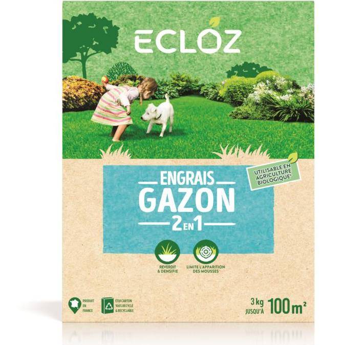 Ecloz - Engrais gazon 2 en 1 qui limite apparition mousse Ecloz 100 m² - Image 2