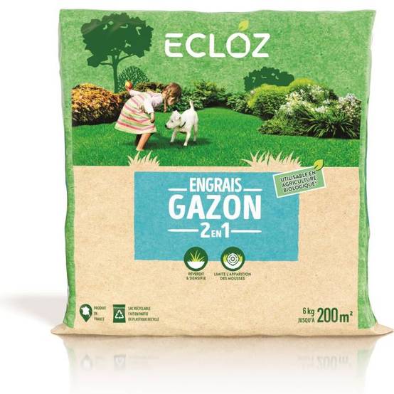 Ecloz - Ecloz - Engrais gazon 2 en 1 limite apparition mousse 200 m² - Image 1