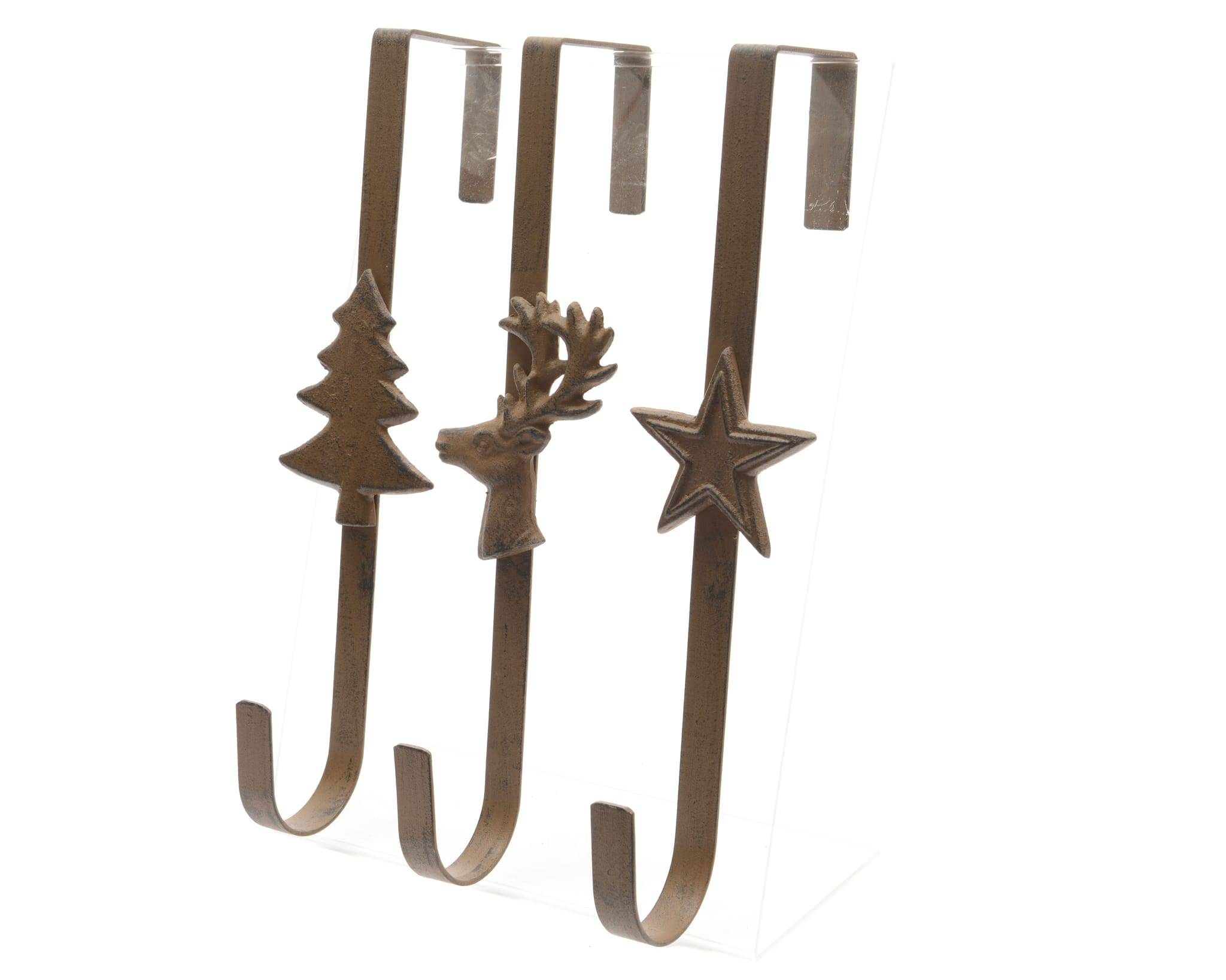Porte-couronne arbre cerf et étoile - assortiment 3 pièces