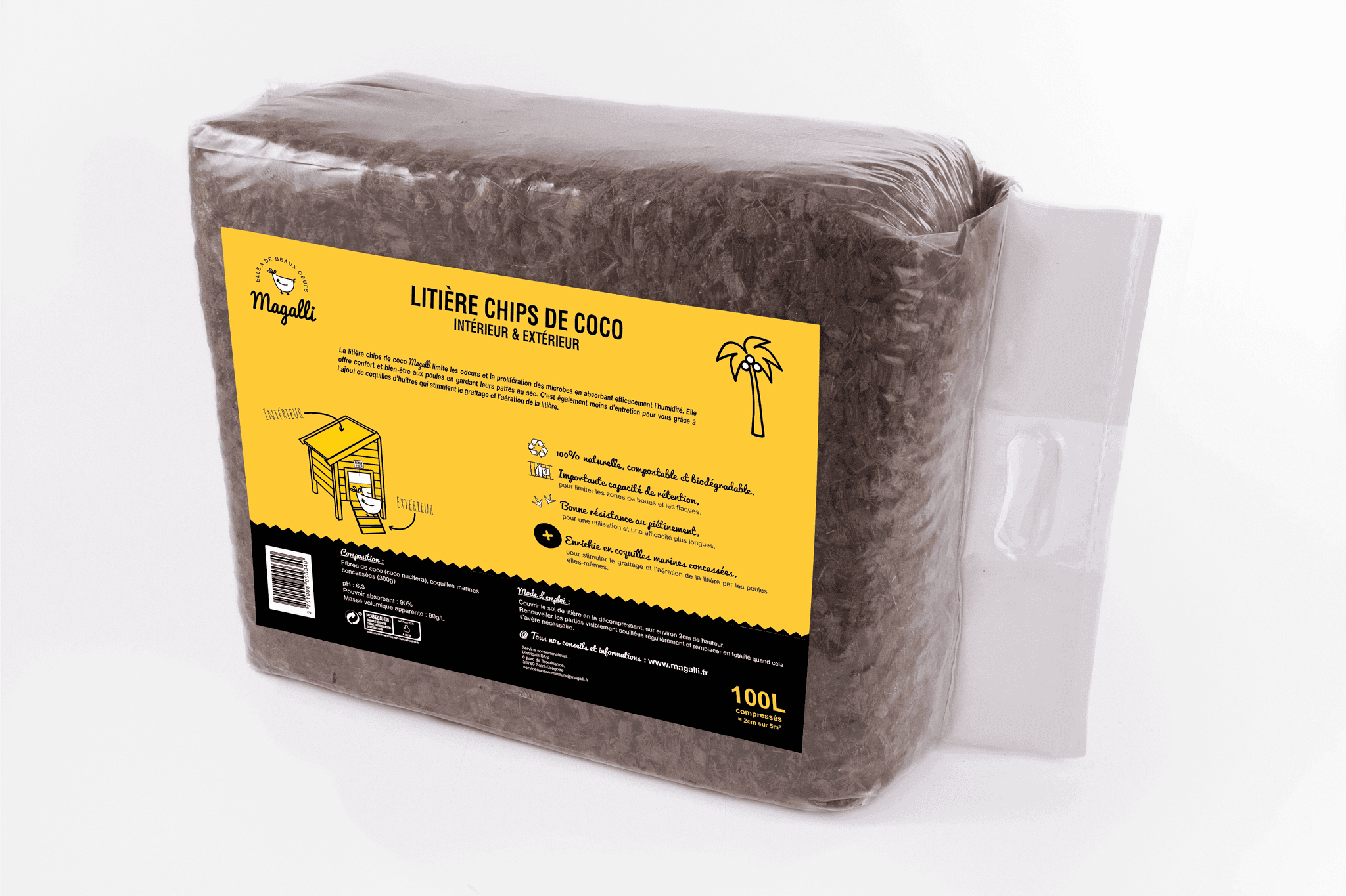 Magalli - Litière couvre-sol pour poulailler aux chips de coco 100% naturelles - MAGALLI - Image 1