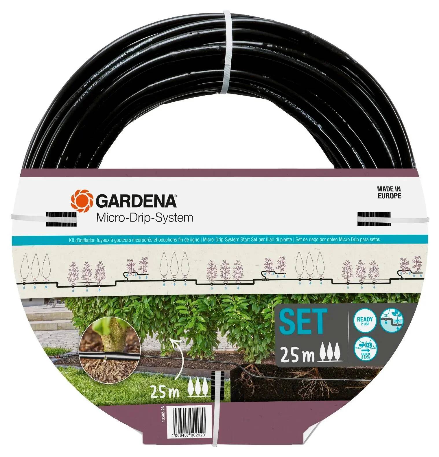 Gardena - Kit d'arrosage goutte-à-goutte pour rangée de plantes L. 25m - Gardena