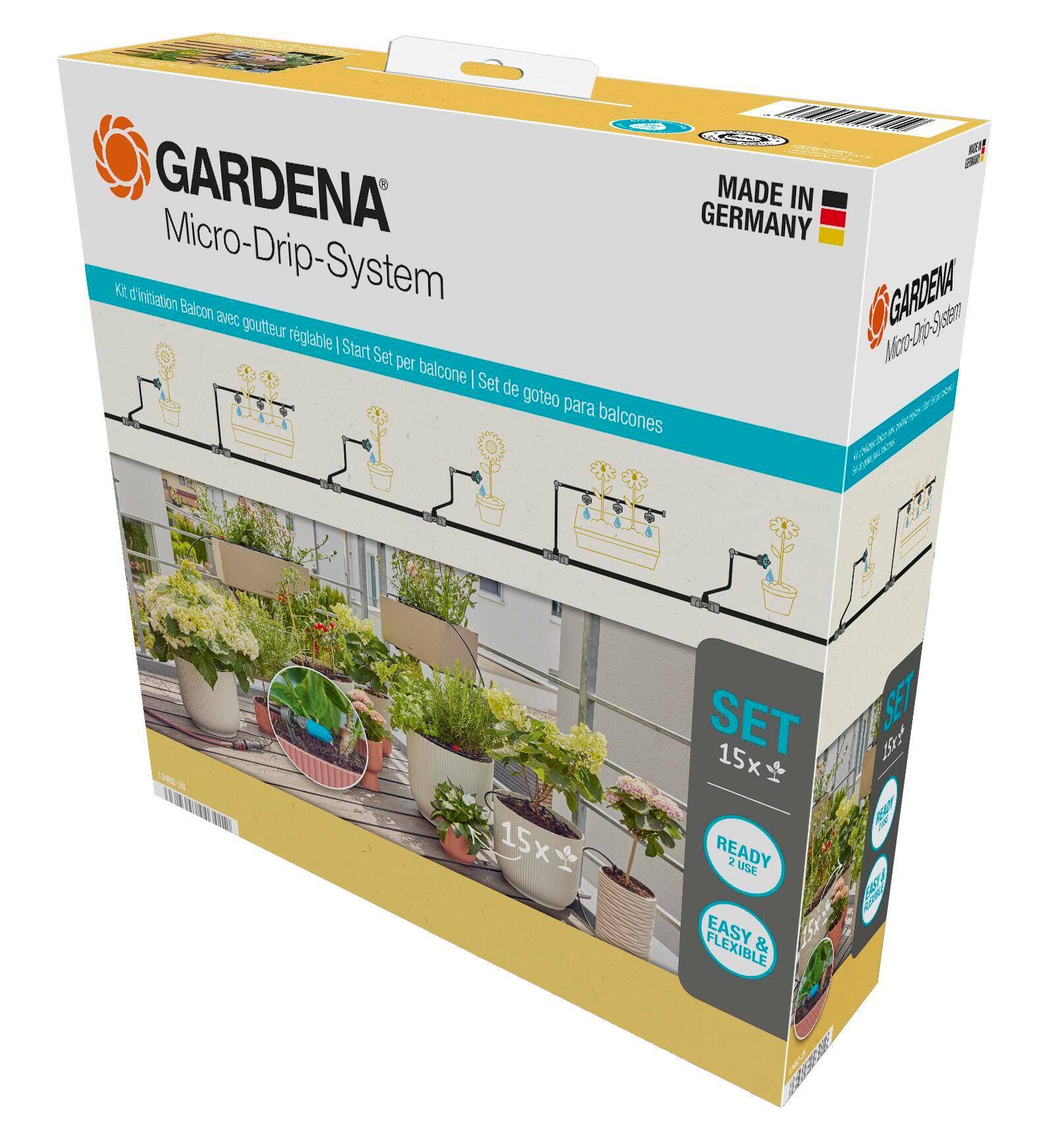 Kit d'arrosage goutte-à-goutte pour balcon 15 plantes GARDENA - Image 1