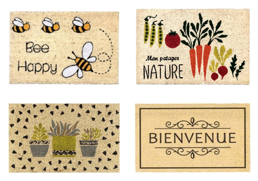 Sweetsol - Tapis brosse coco grattant décoré pour extérieur abrité L.40 x l.60 cm - SWEETSOL