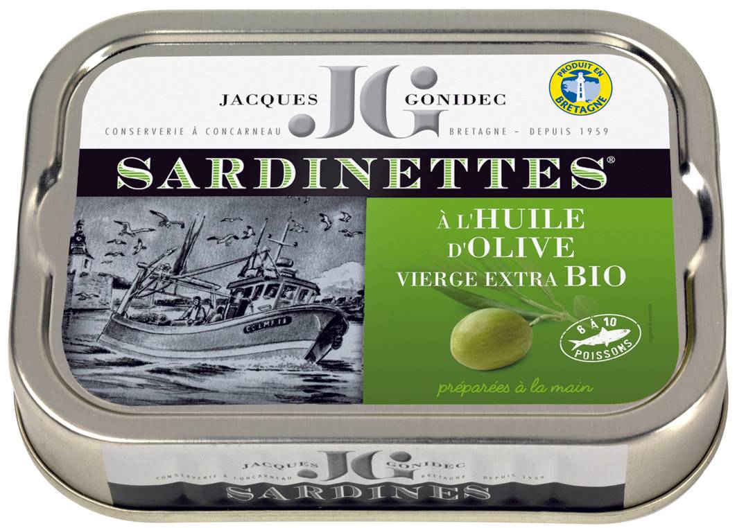 Jacques Gonidec - Sardinettes à l'huile d'olive Bio 100 g - JG