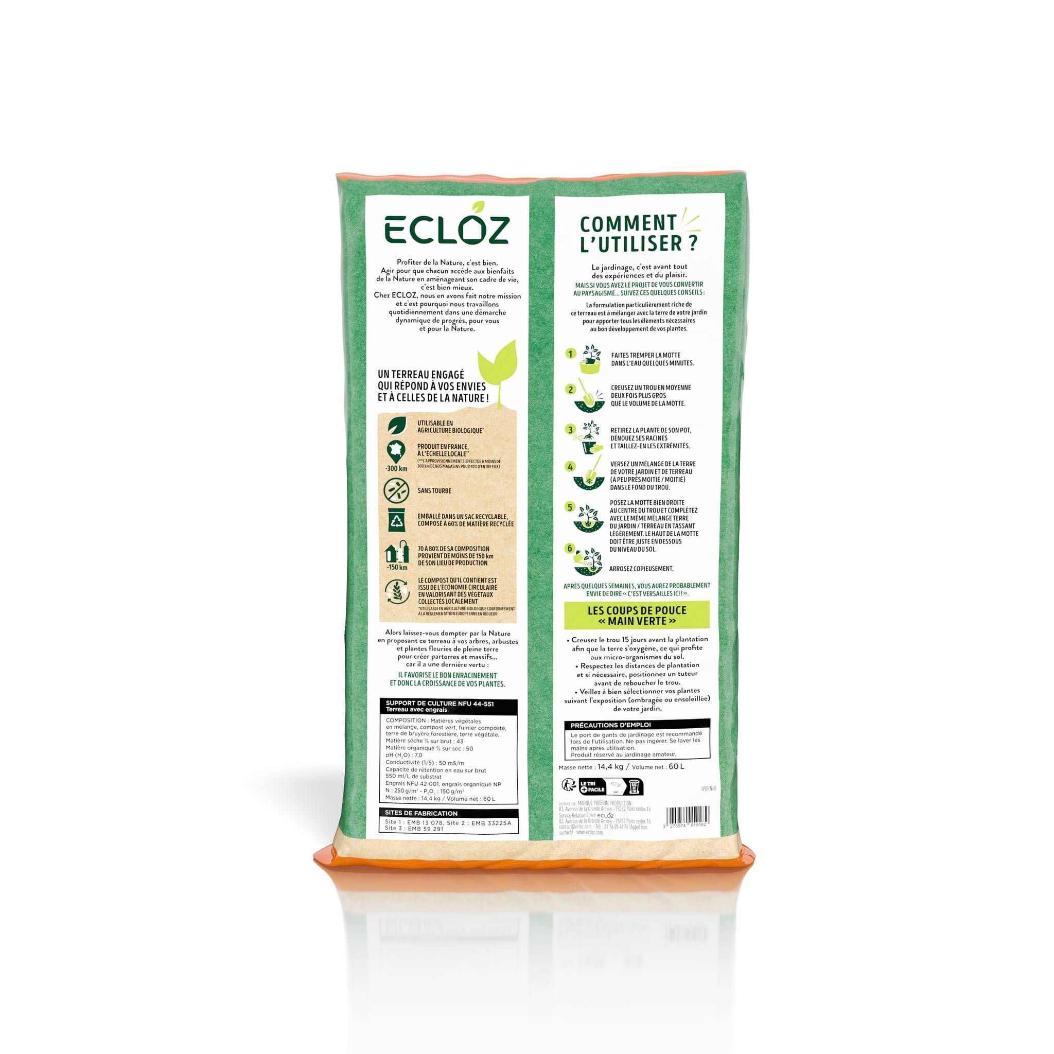 Ecloz - Terreau arbres, arbustes Pleine Terre 60L - ECLOZ - Image 2