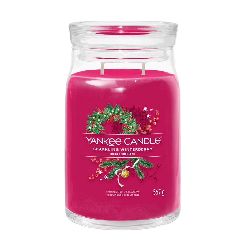 Bougie grand pot en cire soja fuchsia 567 g Pétillant Winterberry - Yankee candle - Image 1