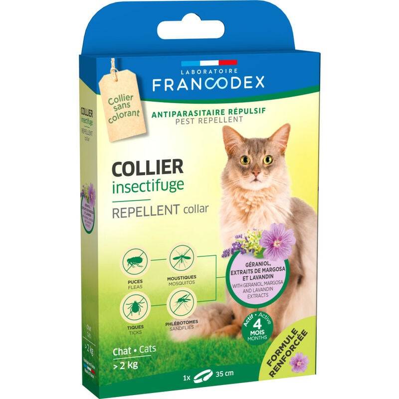 Collier insectifuge pour chats blanc L.35 cm formule renforcée - Francodex - Image 5
