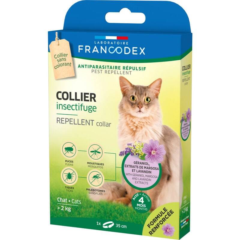 Collier insectifuge pour chats blanc L.35 cm formule renforcée - Francodex - Image 8