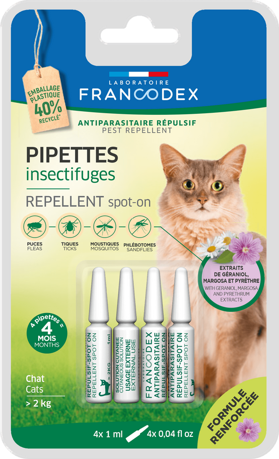 Francodex - Pipettes Antiparasitaires Répulsives Chat - FRANCODEX