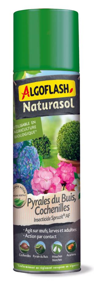 Algoflash Naturasol - Insecticide cochenilles, pyrales du buis et acariens aérosol 400 mL - Algoflash Naturasol
