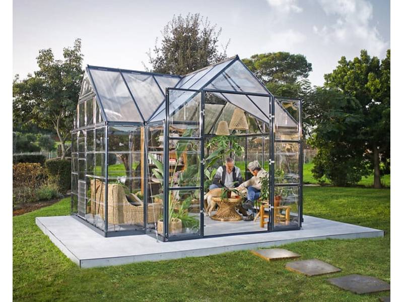 Canopia by Palram - Serre de jardin polycarbonate aluminium gris 11,1 m² Victory Orangery + embase - Canopia by Palram