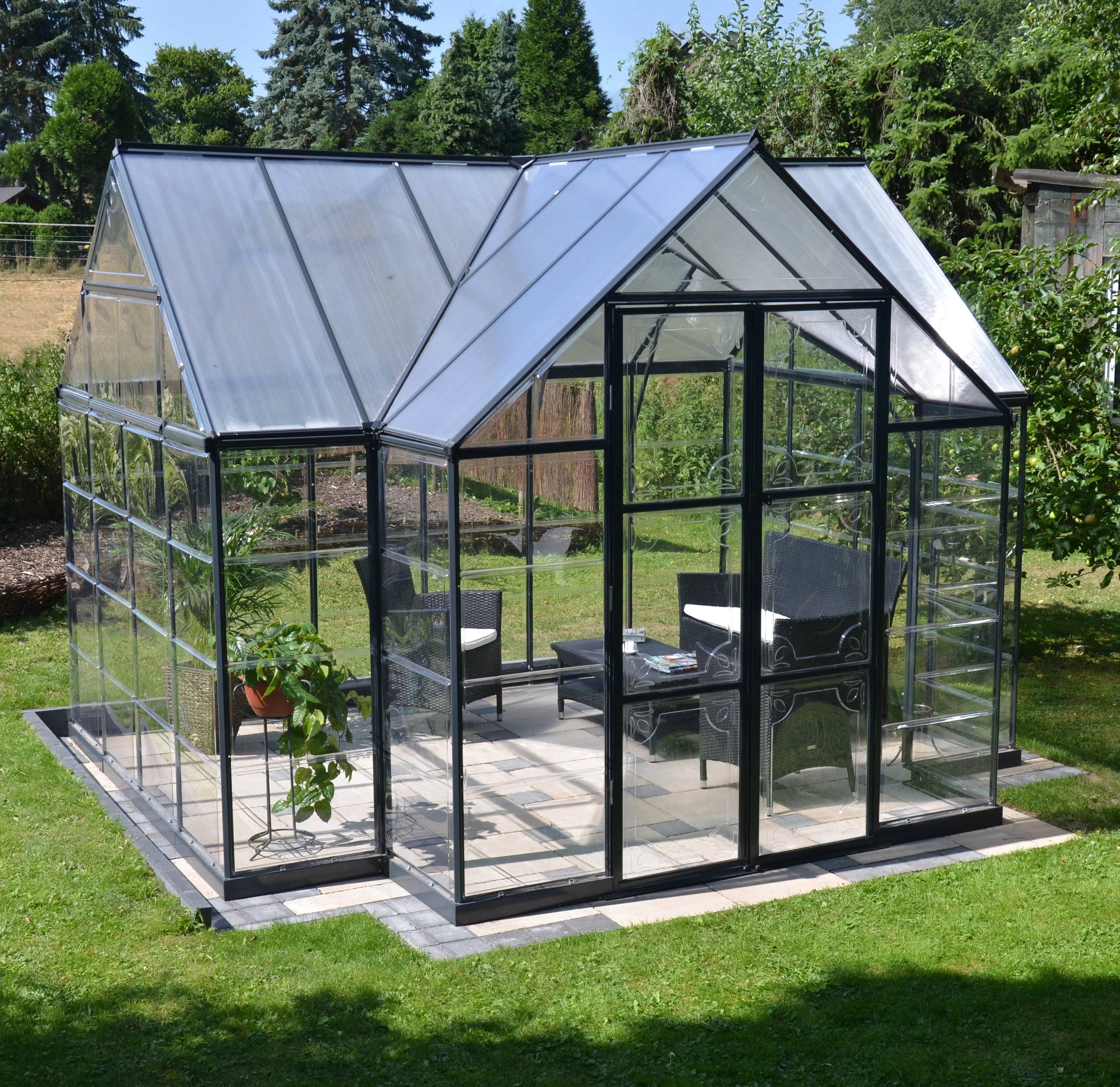 Canopia by Palram - Serre de jardin polycarbonate aluminium gris 11,1 m² Victory Orangery + embase - Canopia by Palram - Image 19