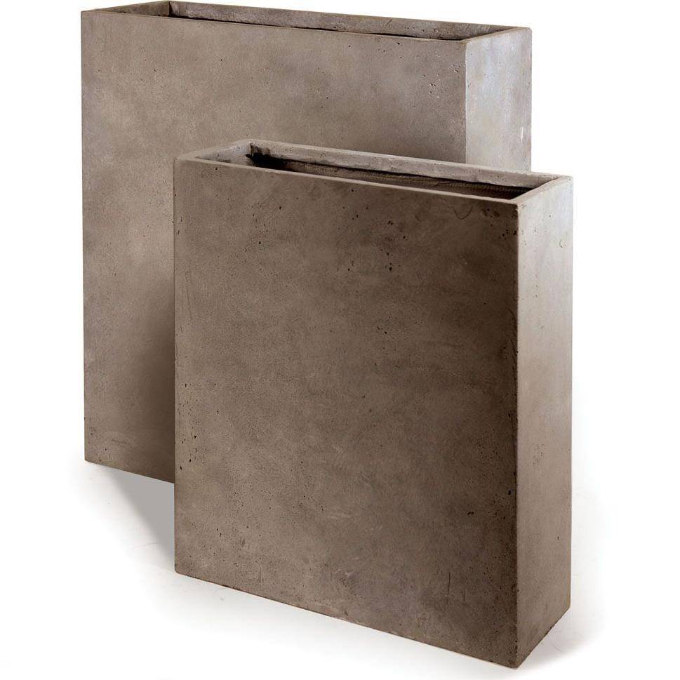Bac à fleurs en fibre de terre taupe L60 H72 cm