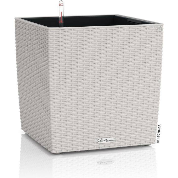 Pot de fleur Lechuza Cube Cottage 40 cm gris clair