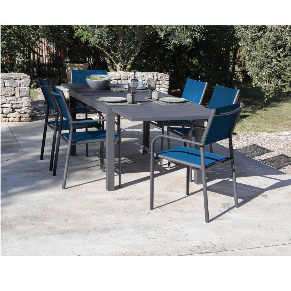 Pro Loisirs - Table de jardin rectangulaire extensible alu graphite 10 personnes Alice Proloisirs - Image 2