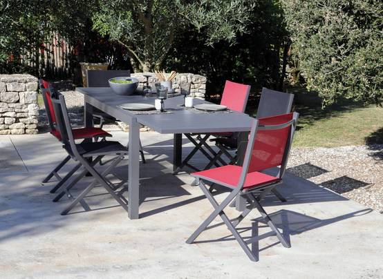 Pro Loisirs - Table de jardin rectangulaire extensible alu graphite 10 personnes Alice Proloisirs - Image 7