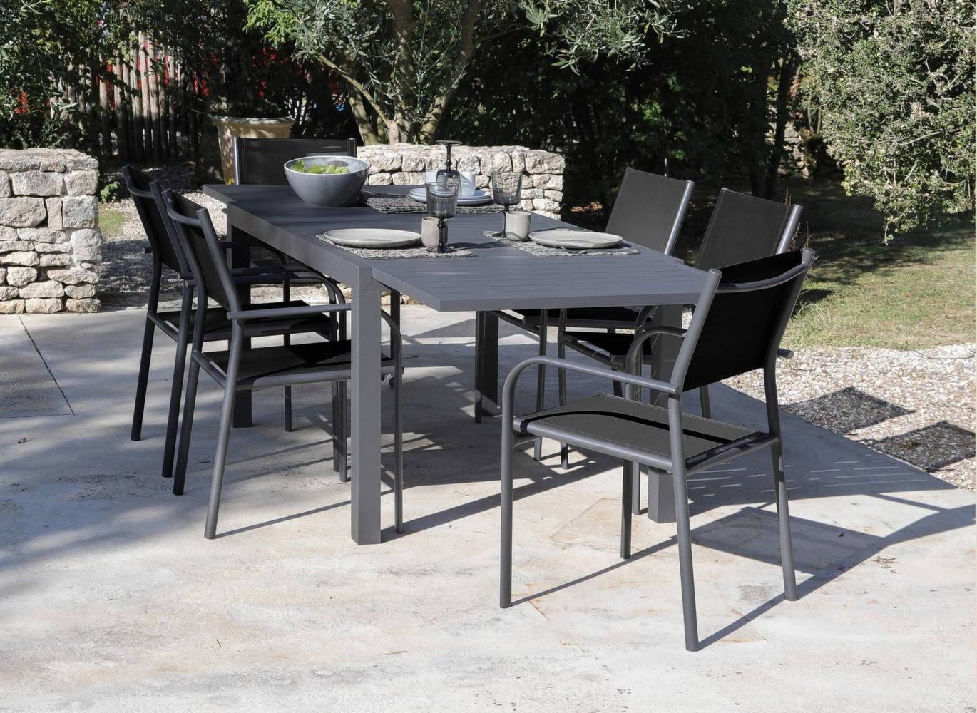 Pro Loisirs - Table de jardin rectangulaire extensible alu graphite 10 personnes Alice Proloisirs - Image 6