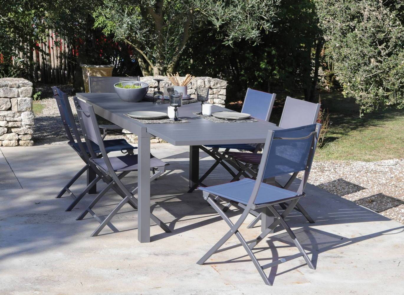 Pro Loisirs - Table de jardin rectangulaire extensible alu graphite 10 personnes Alice Proloisirs - Image 8