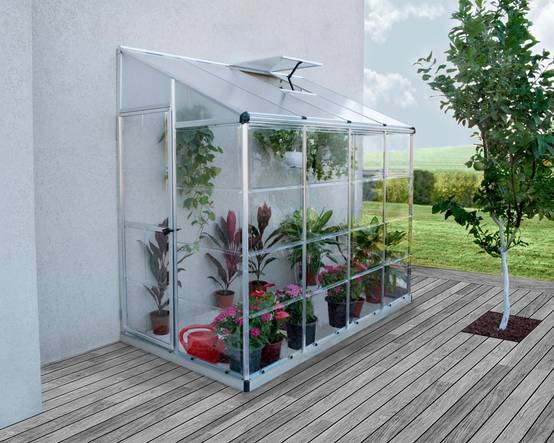 Canopia by Palram - Serre de jardin adossée polycarbonate aluminium brut 3 m² Lean to avec embase - Canopia by Palram - Image 7