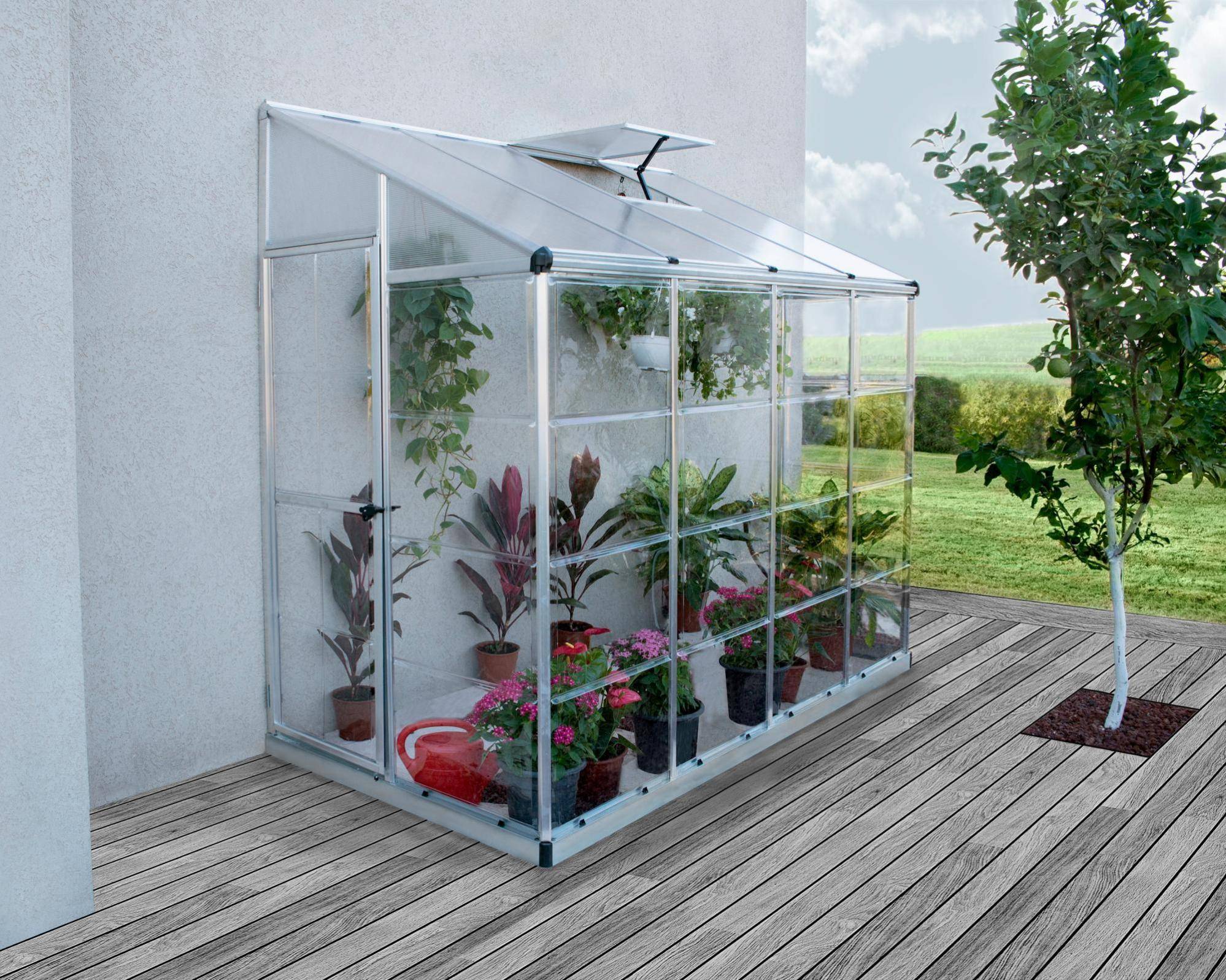 Canopia by Palram - Serre de jardin adossée polycarbonate aluminium brut 3 m² Lean to avec embase - Canopia by Palram - Image 7