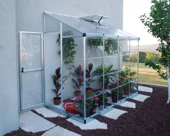 Canopia by Palram - Serre de jardin adossée polycarbonate aluminium brut 3 m² Lean to avec embase - Canopia by Palram - Image 1