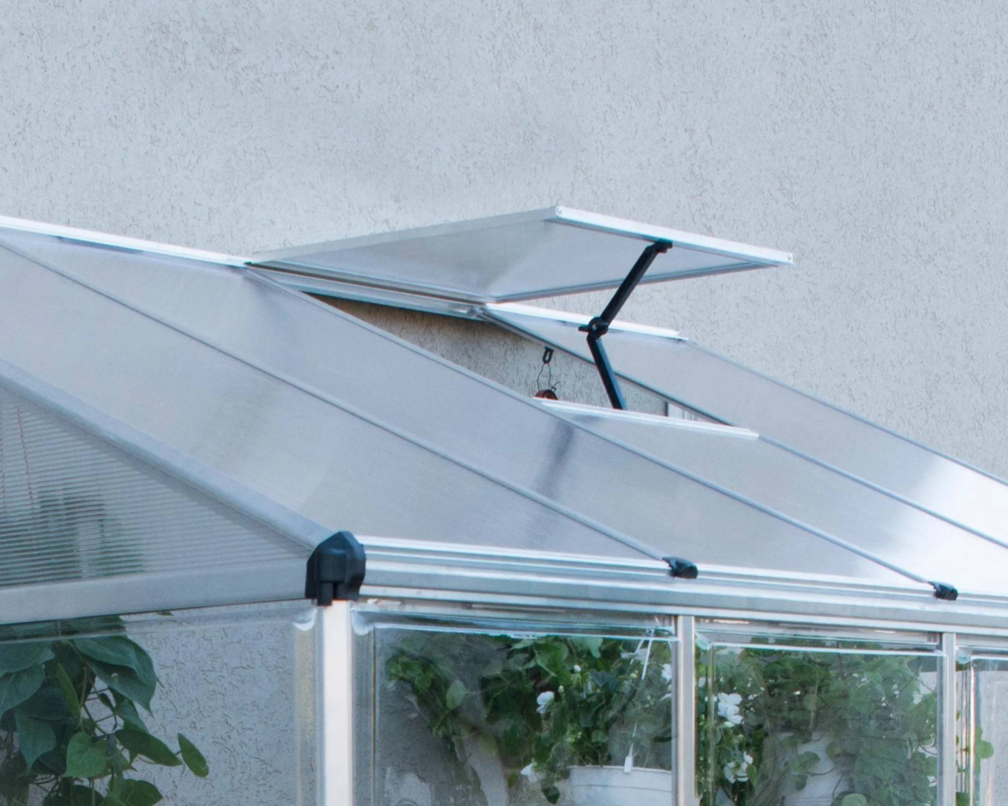 Canopia by Palram - Serre de jardin adossée polycarbonate aluminium brut 3 m² Lean to avec embase - Canopia by Palram - Image 9