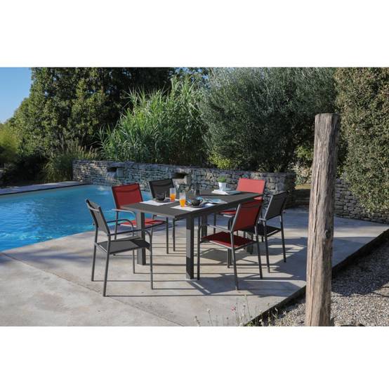 Table de jardin extensible GÊNES aluminium - 4 à 6 personnes - Image 1