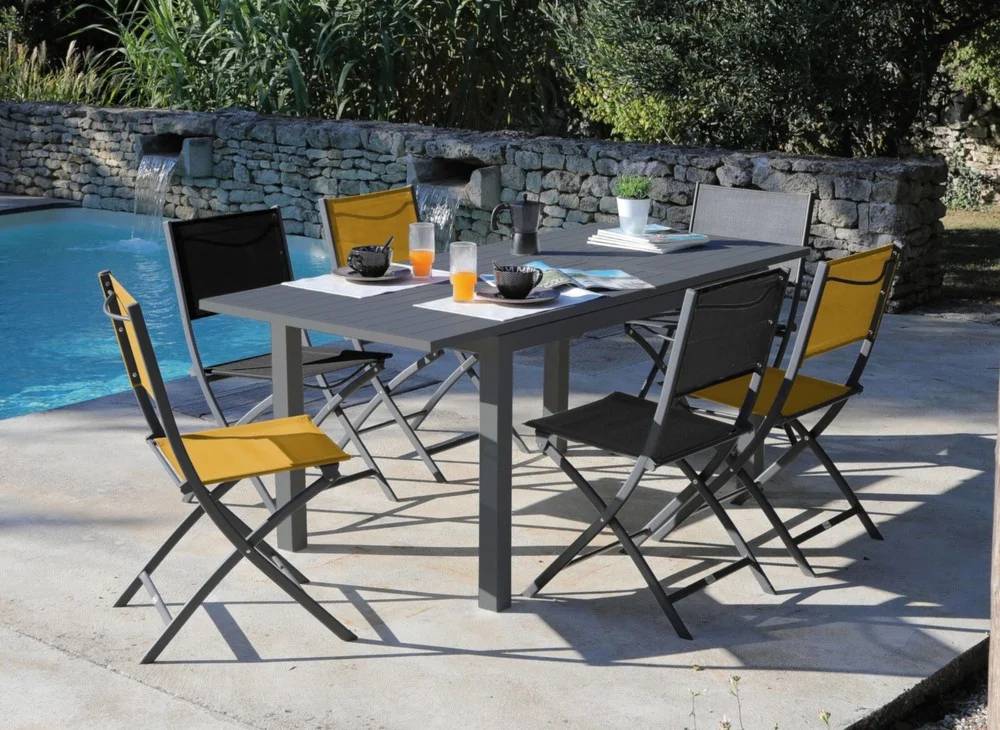 Table de jardin extensible GÊNES aluminium - 4 à 6 personnes - Image 4