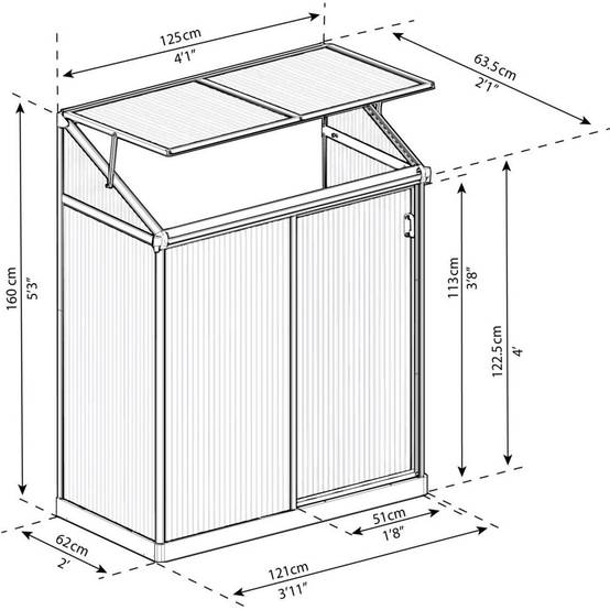 Canopia by Palram - Serre balcon adossée polycarbonate alu - 0,80 m² - Palram Canopia - Image 7