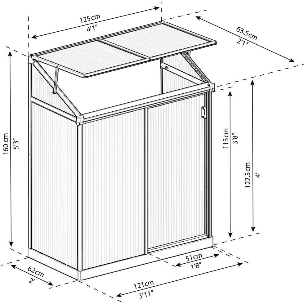 Canopia by Palram - Serre balcon adossée polycarbonate alu - 0,80 m² - Palram Canopia - Image 7