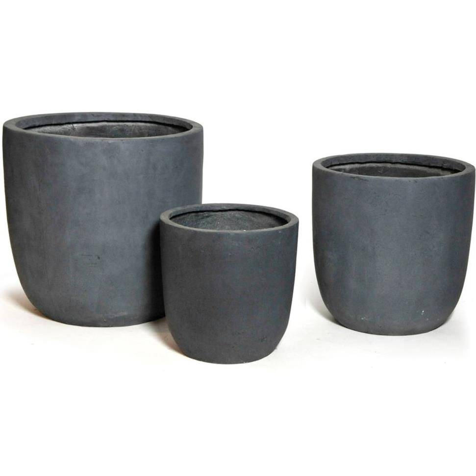 Pot en fibre de terre Egg Ø34 H33 cm anthracite - Image 3