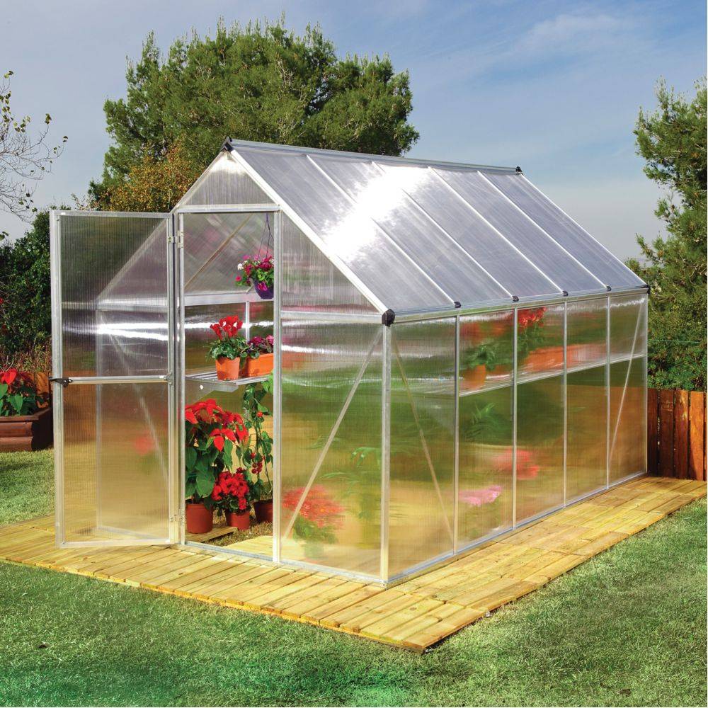 Canopia by Palram - Serre de jardin polycarbonate aluminium brut 5,7 m² Mythos avec embase - Canopia by Palram