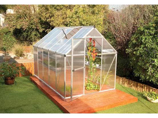 Canopia by Palram - Serre de jardin polycarbonate aluminium brut 5,7 m² Mythos avec embase - Canopia by Palram - Image 5