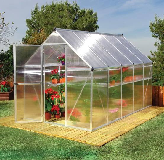 Canopia by Palram - Serre de jardin polycarbonate aluminium brut 5,7 m² Mythos avec embase - Canopia by Palram - Image 10