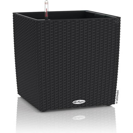 Pot Cube Cottage Résine Noir Graphite – LECHUZA - Image 1